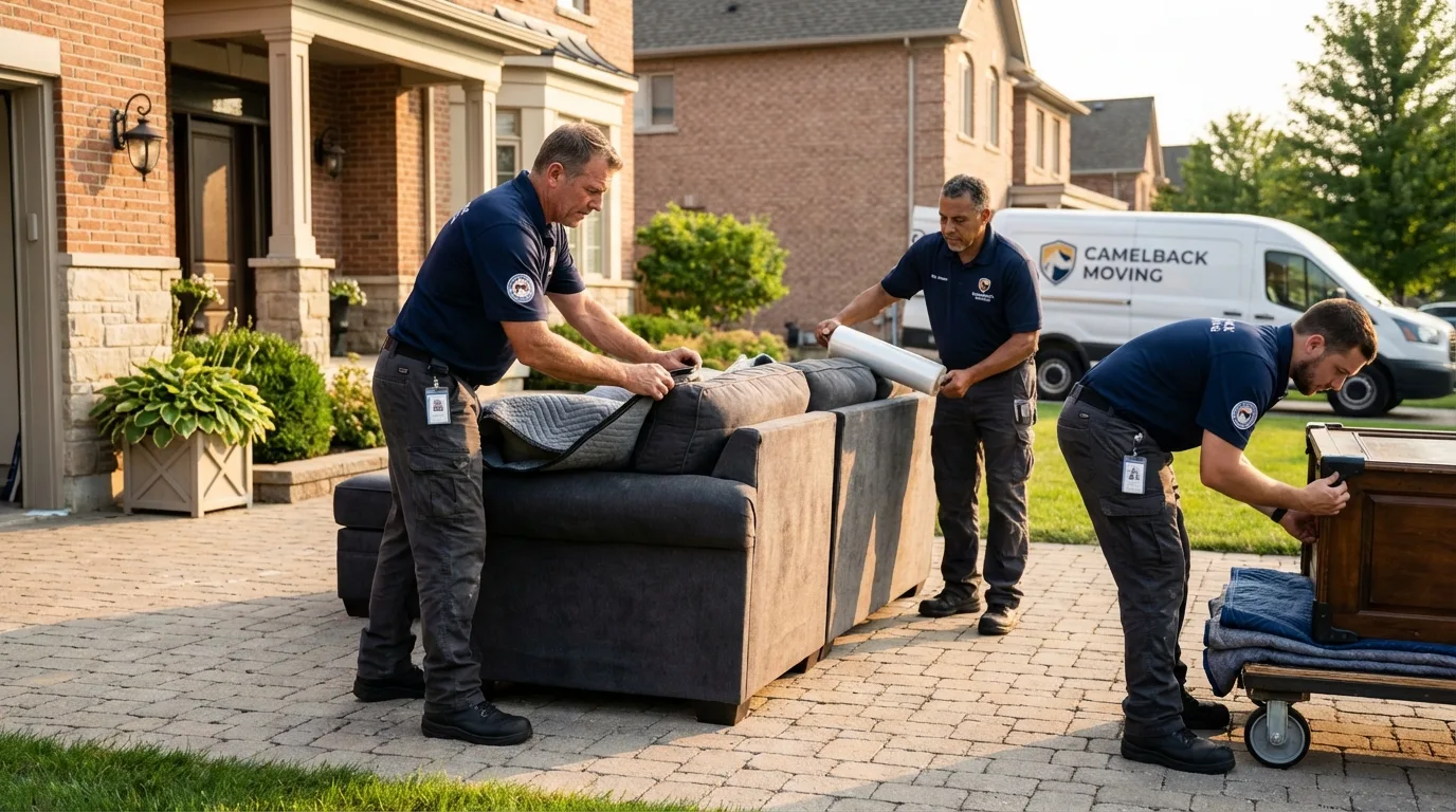 Large estate moving crew wrapping furniture in Columbiana, AL