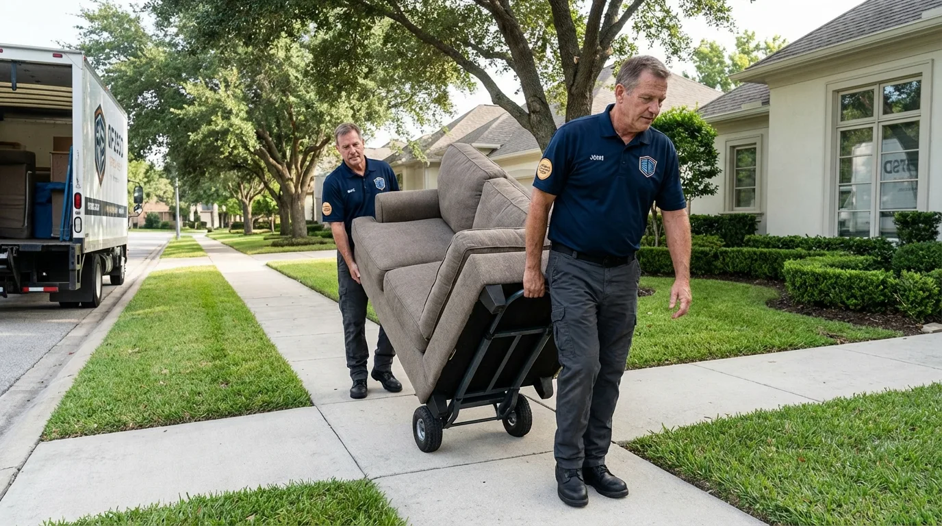 Local residential moving crew loading furniture in Columbiana, AL