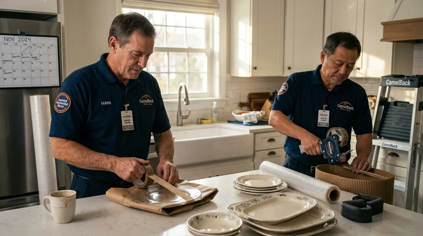 Professional crew packing kitchen dishware in Columbiana, AL